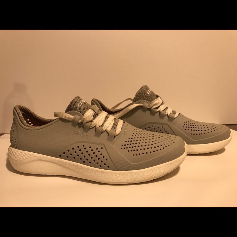 Crocs LiteRide Pacer Women's Size 9 Gray Perforated Sneakers Shoes